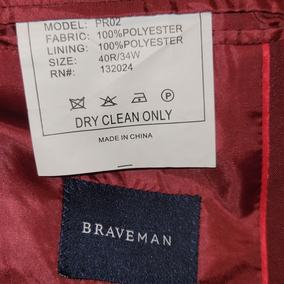 Men's Braveman Burgundy Blazer Jacket Size 40R/34W - Picture 10 of 10